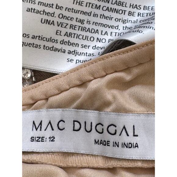 NEW MAC DUGGAL Nude Sleeveless Plunge Neck Prom Strappy Evening Gown Size 12 - Picture 8 of 10